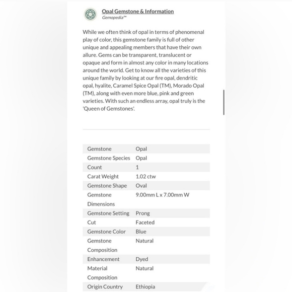 Genuine Paraiba Blue Color Opal Ring in Sterling Silver Size 8! 💙 - Picture 9 of 9